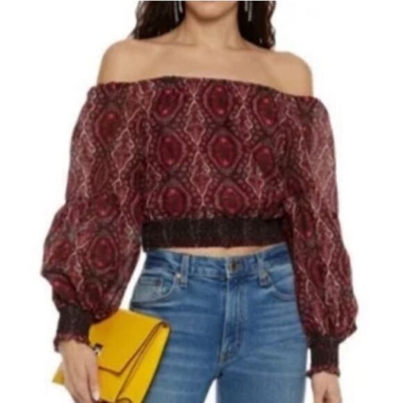 New Alice + Olivia Azalea Azalea Paisley Peasant Top XS - Picture 1 of 15